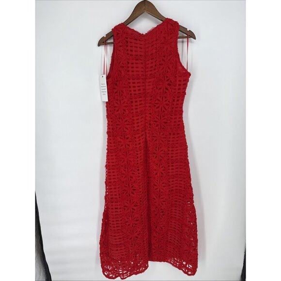 ANTHROPOLOGIE Endless Rose Size Large Red Sleeveless Textured Midi Dress - Picture 7 of 12